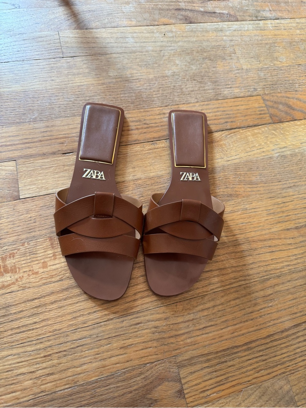 ZARA Women's Brown Slide Sandals